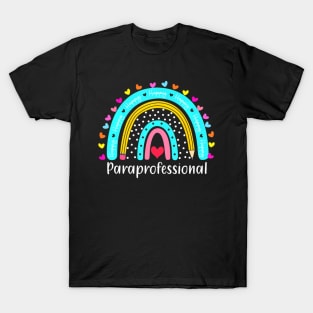 Paraprofessional Teacher Back To School Cute Boho Rainbow T-Shirt